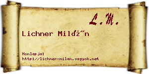 Lichner Milán névjegykártya