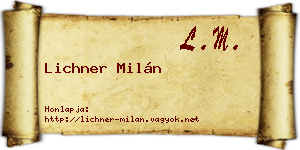 Lichner Milán névjegykártya